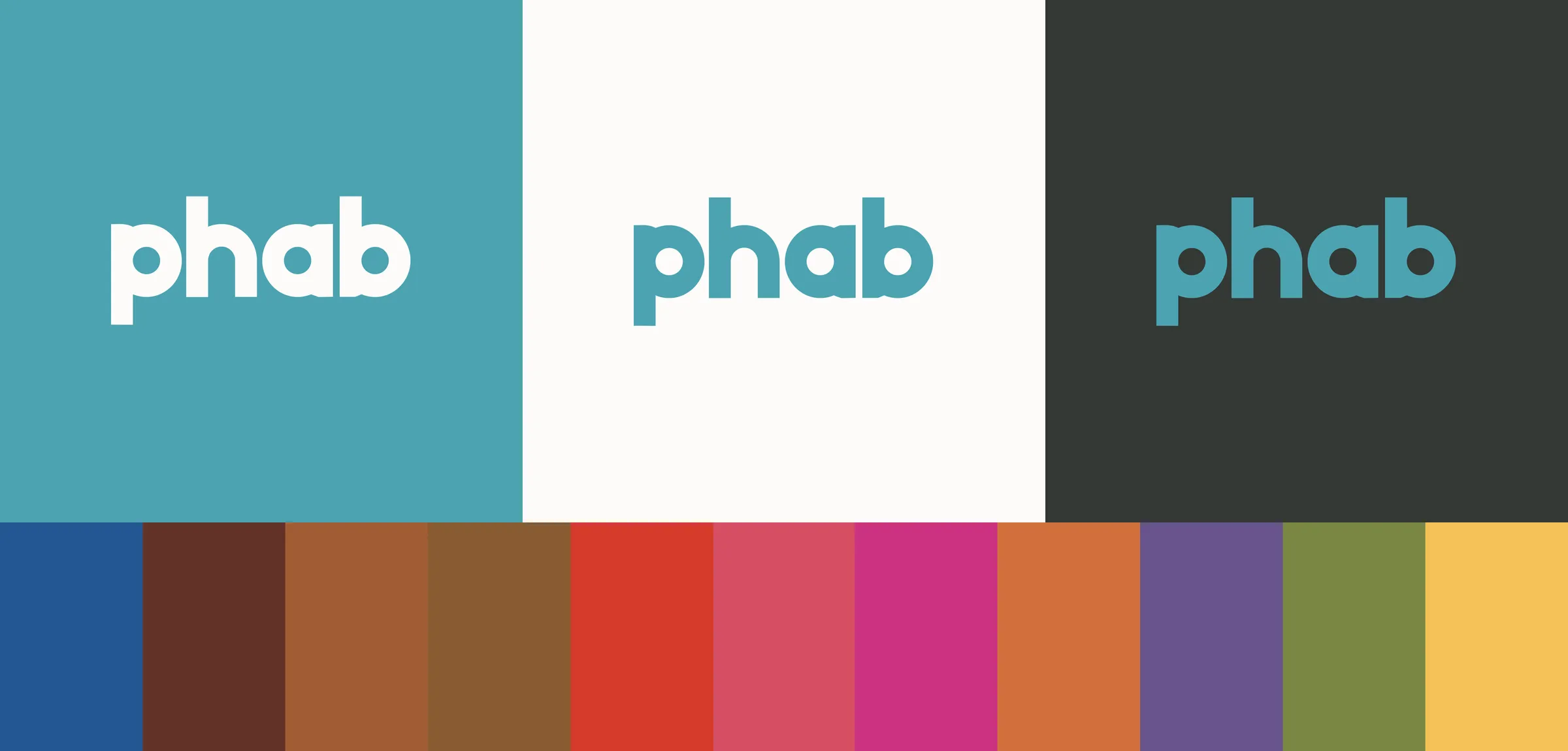 Phab logo lockups and the eight-colour palette